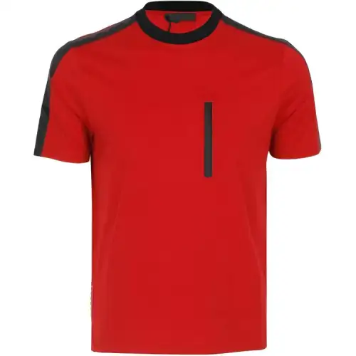 PRADA T Shirts Men's Red Crew Neck Moderate Straight Fit