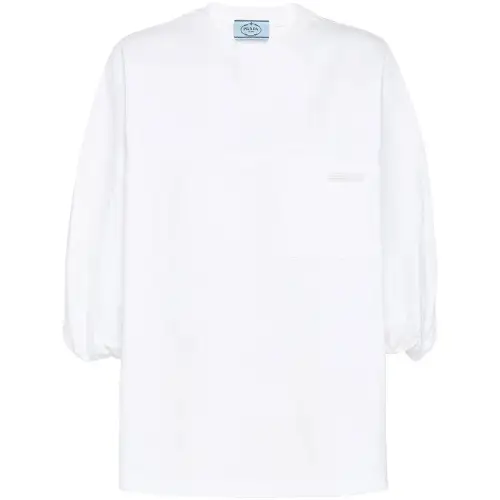 Prada gathered-sleeve jersey T-shirt