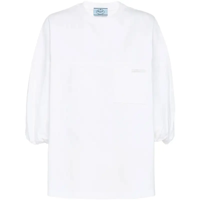 Prada gathered-sleeve jersey T-shirt