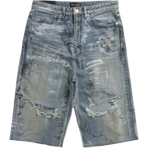 Balenciaga FW23 Denim Shorts Loose Fit Unisex Blue