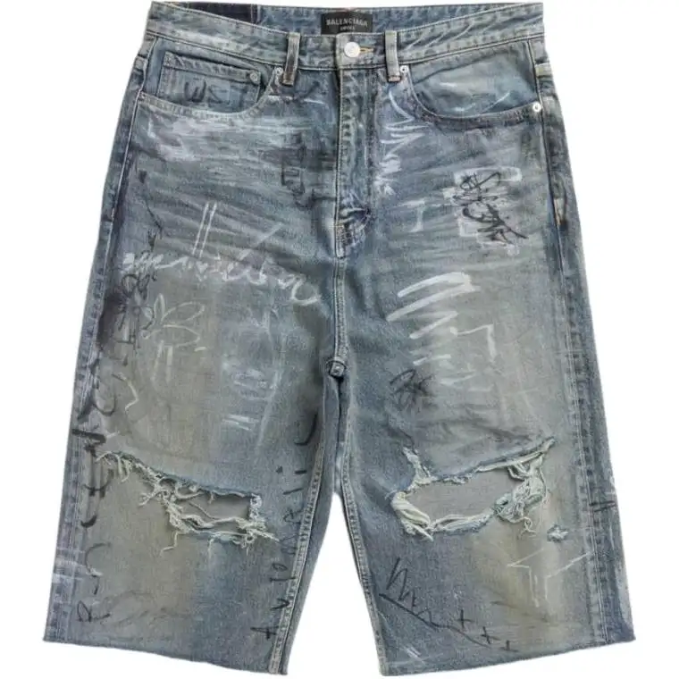 Balenciaga FW23 Denim Shorts Loose Fit Unisex Blue
