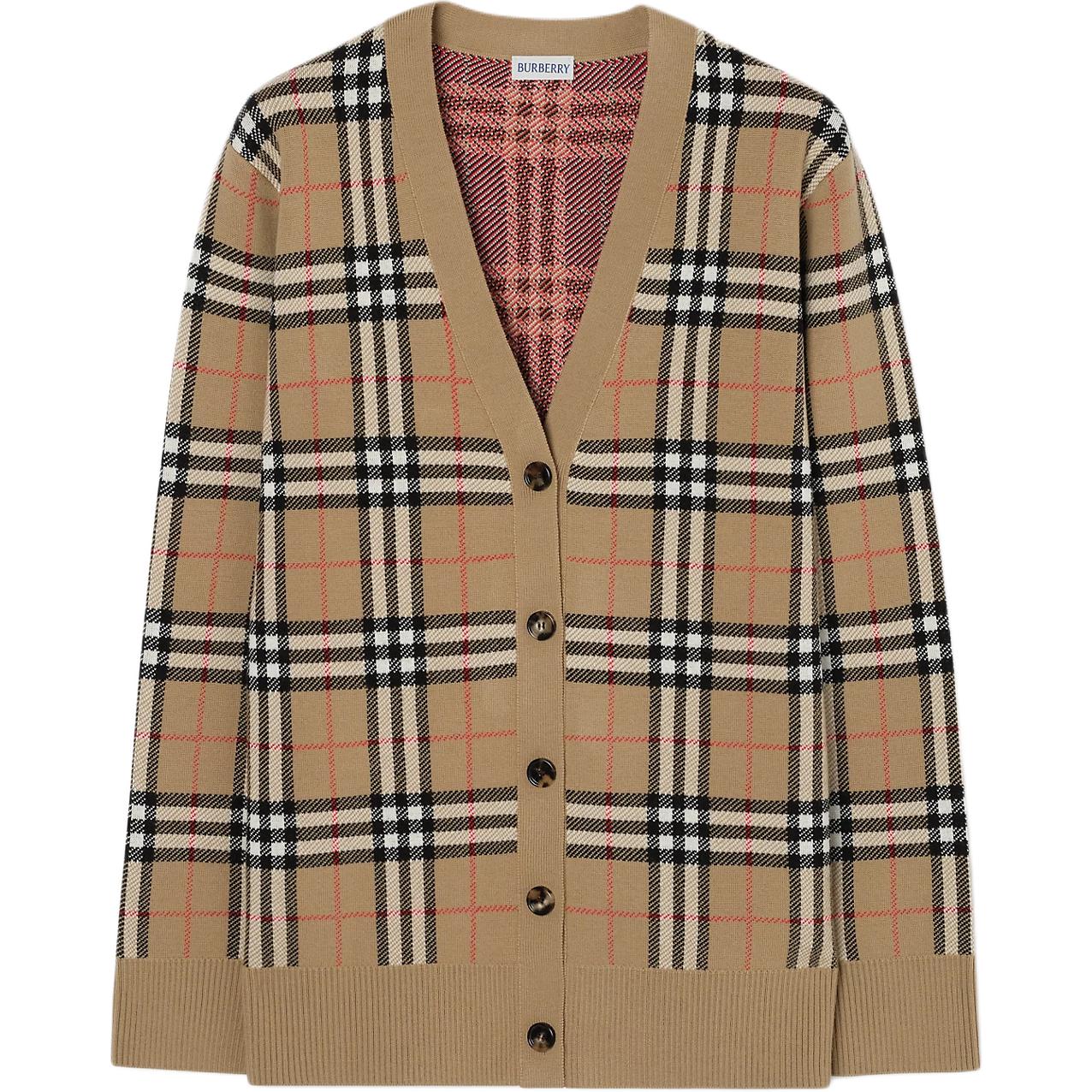 Burberry Burberry plaid cotton jacquard knitted loose cardigan sweater for women