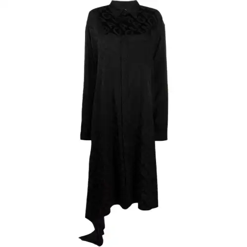 Balenciaga Long Sleeved Dresses Women's Black Lapel Moderate Mid Length