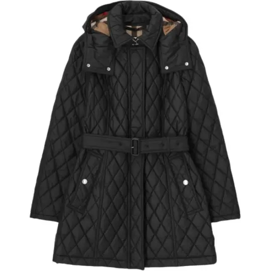 Burberry Puffer Jackets Women's Black Lapel Moderate Other