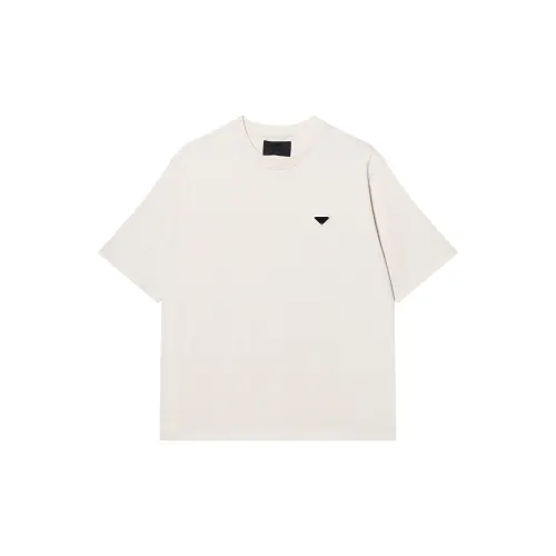 PRADA T Shirts Men's Ivory Crew Neck Moderate Straight Fit