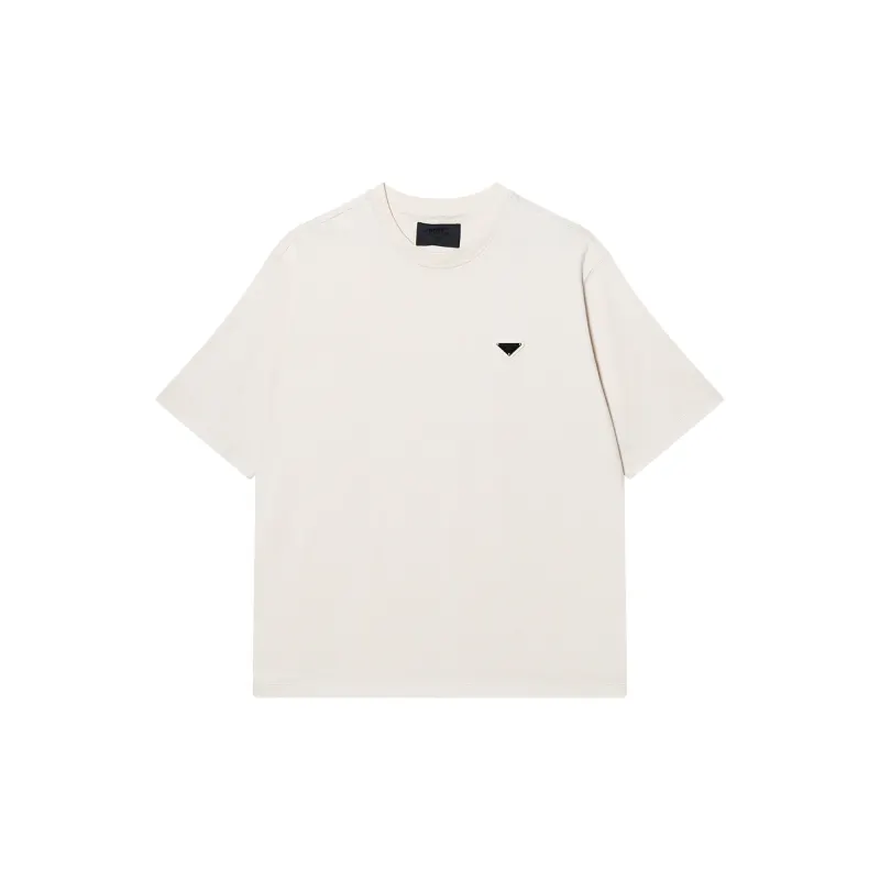 PRADA T Shirts Men's Ivory Crew Neck Moderate Straight Fit