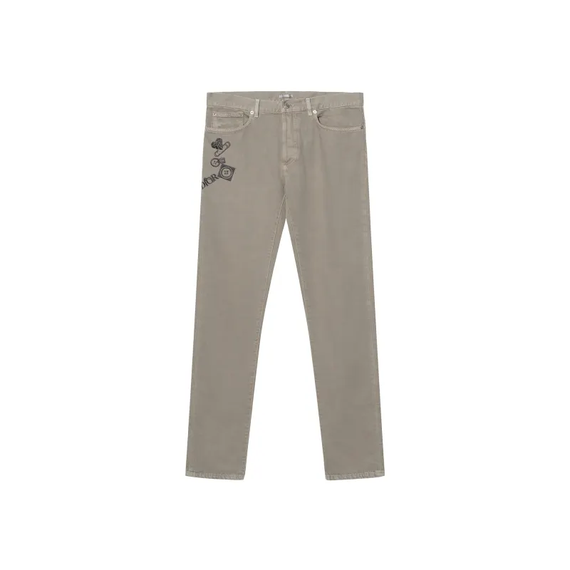 DIOR Jeans Men's Khaki Moderate Slim Fit Pants