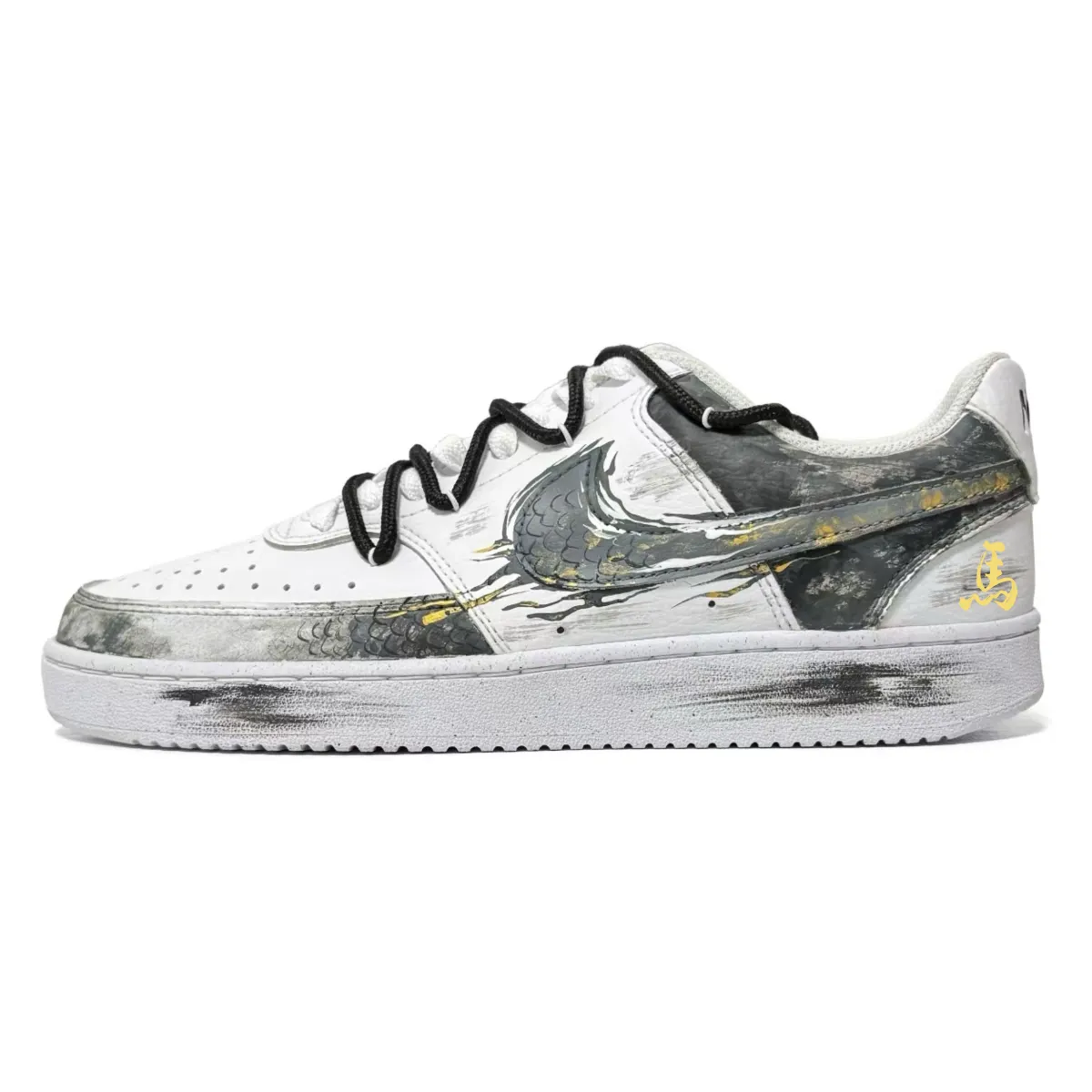 Nike Court Vision 1 Leaping Ahead Slip Resistant Abrasion Resistant Low top Skateboard Shoes Unisex Gray White