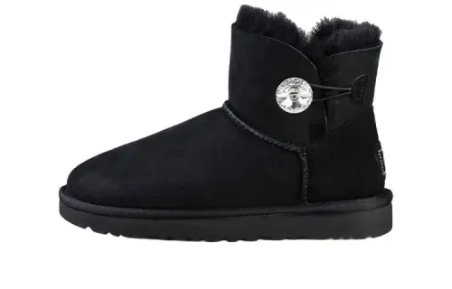 UGG Mini Bailey Button Bling Fleece Lined 'Black White' Women's