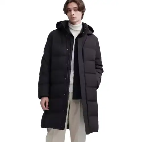 UNIQLO Down Jackets Men's Amber Black Hooded Moderate Other