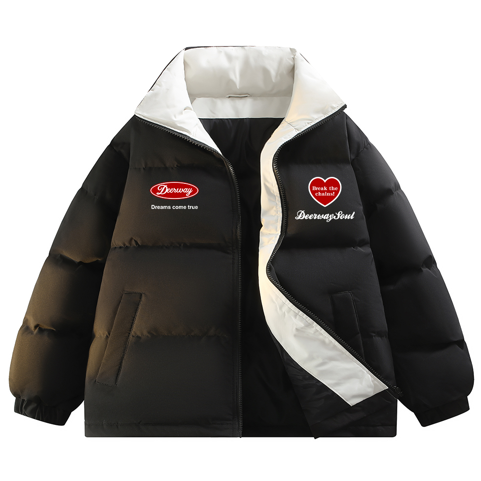 DEERWAY Velvet winter trend fashionable travel windproof keep warm comfortable down jacket for men and women, with your logo imprint