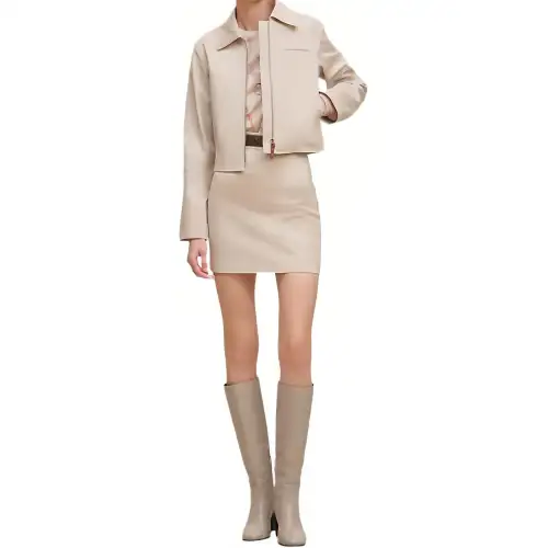 HERMES Jackets Women's Beige Lapel Moderate Other