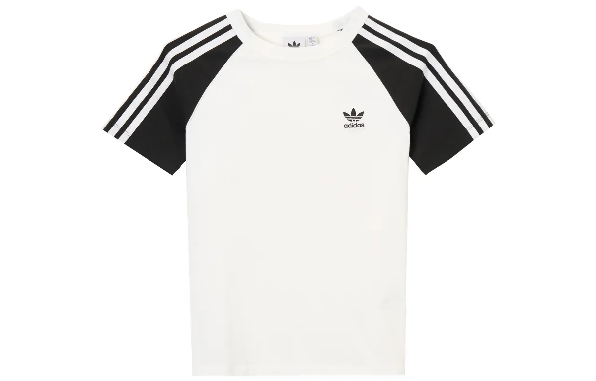 Adidas Women's Adicolor 3 Stripes Raglan Slim T Shirt White/Black