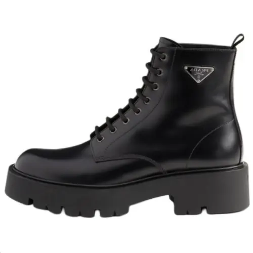 PRADA Leather Ankle Boots 6CM Men's Black