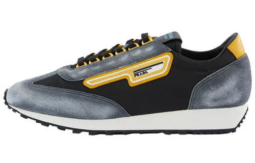 PRADA Leather Low top Casual Shoes Men's Yellow Black