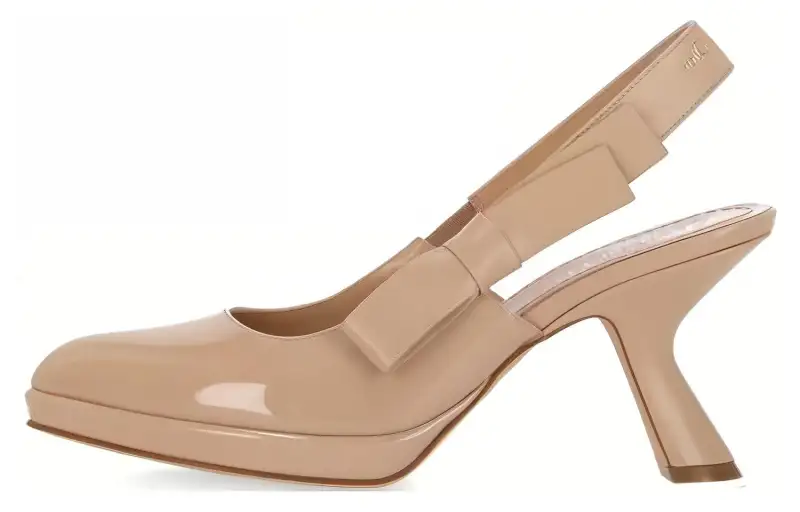 DIOR Leather Chunky Heel High Heels Women's Pink