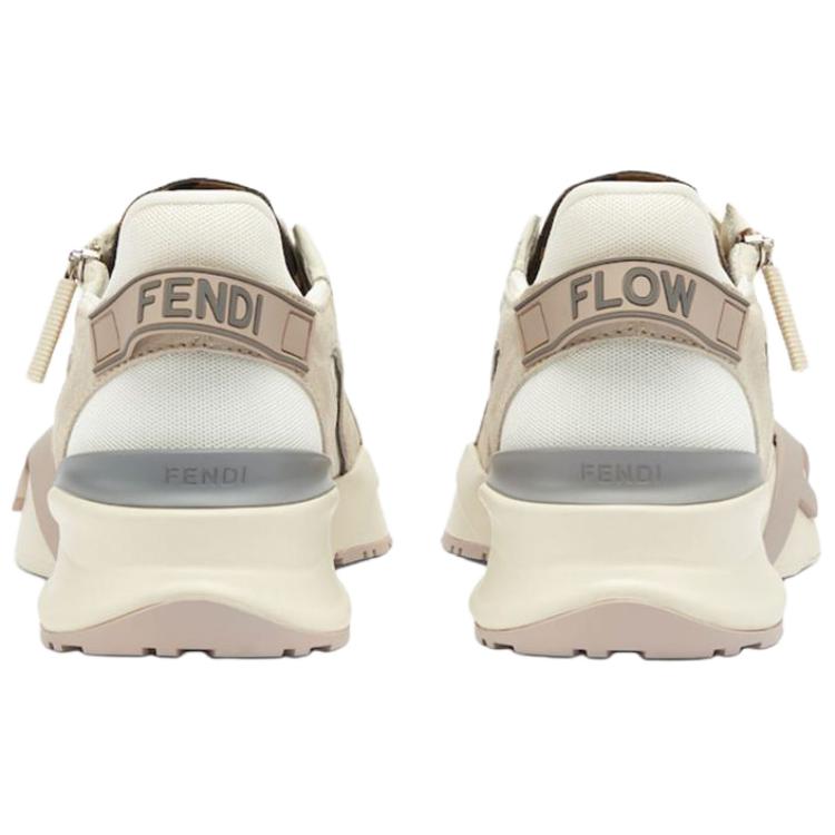 Женские кроссовки Fendi (бело-серо-коричневые) — фото 5