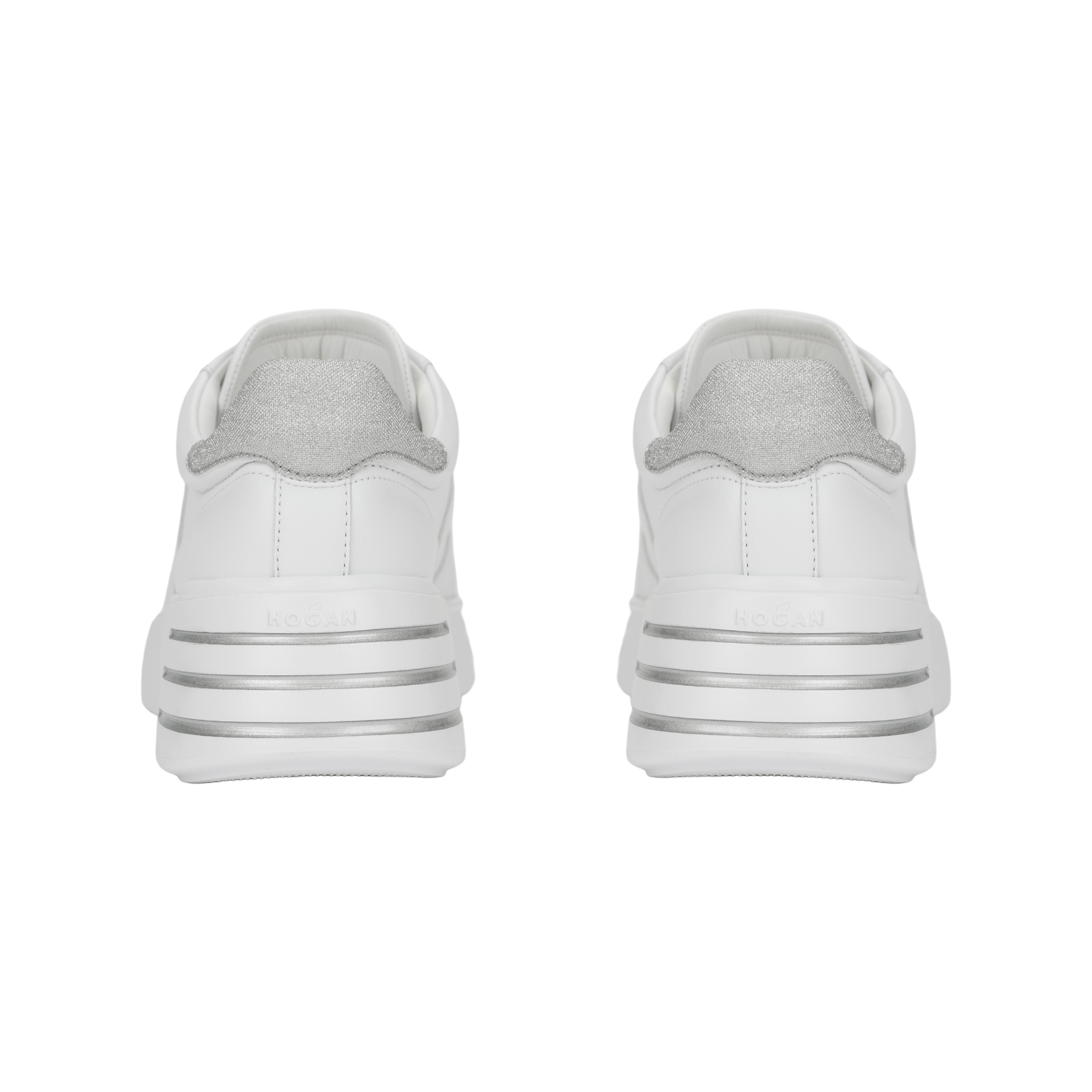 HOGAN Rebel Low top Stylish Skateboarding Shoes Women's White Silver