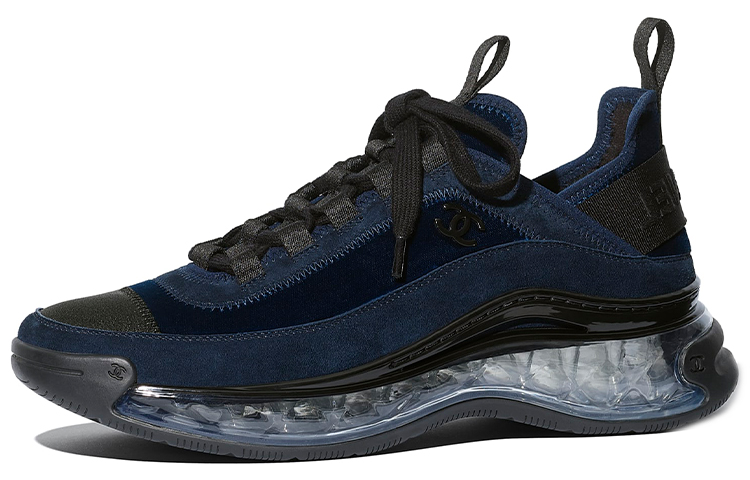 Chanel Wmns Velvet Calfskin Grosgrain Sneaker 'Navy Blue' Women's