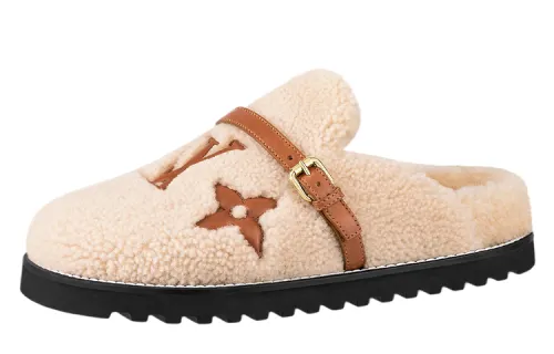 LOUIS VUITTON Winterbreak Closed Toe Slippers Women's Light Khaki