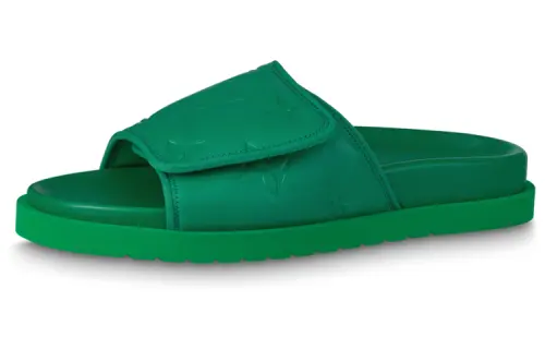 LOUIS VUITTON Miami Hook and loop Slide Slippers Men's Green