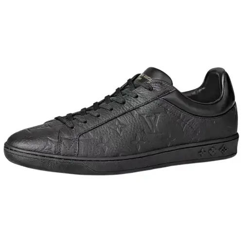 LOUIS VUITTON Luxembourg Cow Leather Low top Skateboard Shoes Men's Black