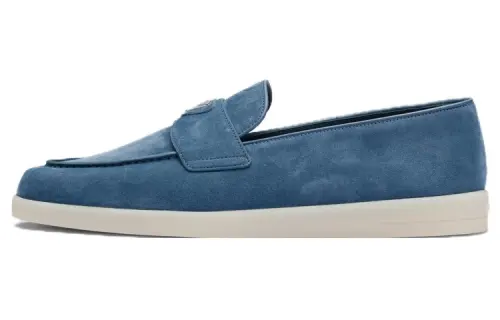 PRADA Logo-plaque Suede Loafers