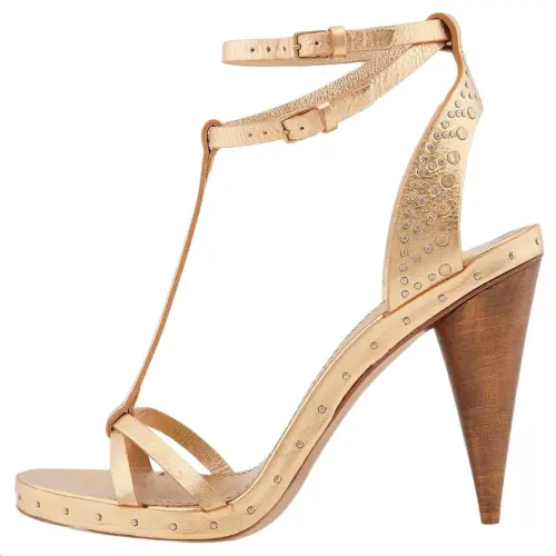 Burberry Hans Runway Leather One Strap Sandals Women's Gold