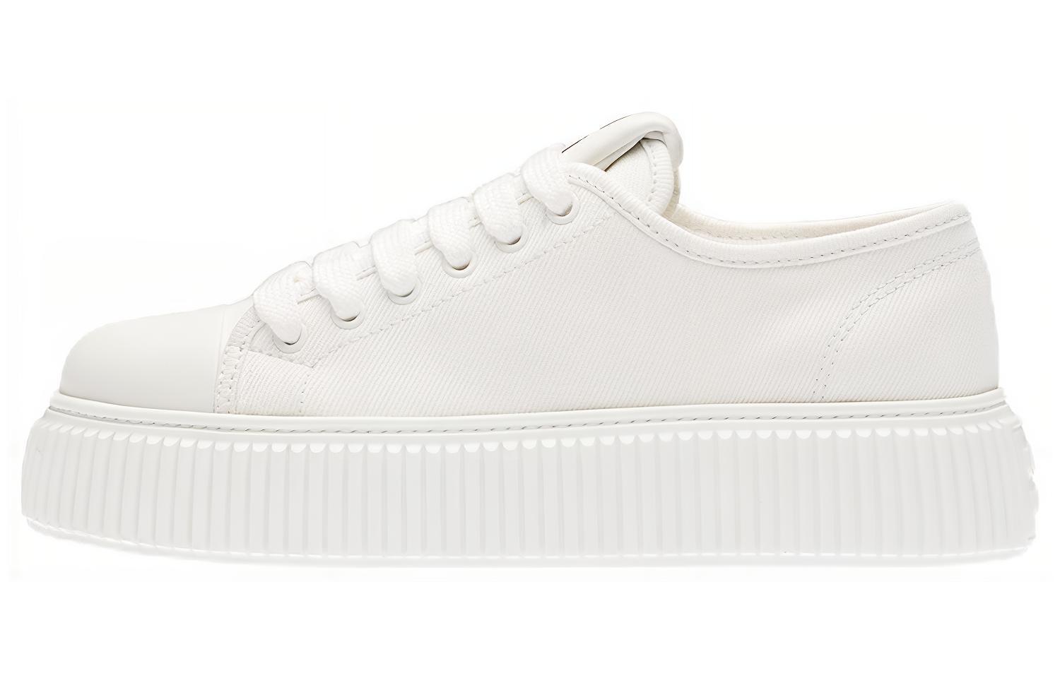 MIU MIU Denim Low top Stylish Skateboarding Shoes Women's White
