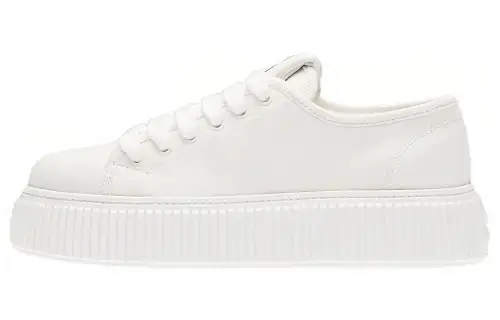 MIU MIU Denim Low top Stylish Skateboarding Shoes Women's White