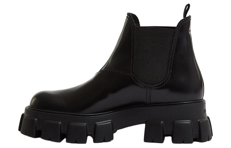 PRADA Prada Monolith thick-soled pull-on short-leg Chelsea boots 6cm men's black