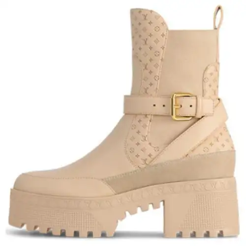 LOUIS VUITTON Laureate Leather Chelsea Boots Women's Brown