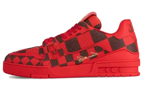 LOUIS VUITTON LV Trainer Sneaker Damier Pop Red
