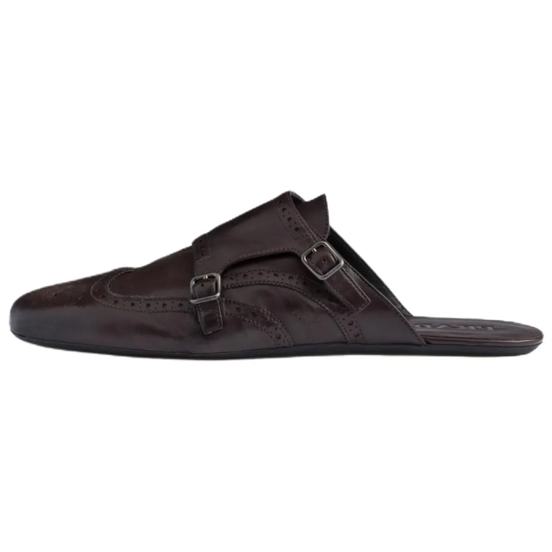 PRADA Double Closed Toe Slippers Men's Ebony