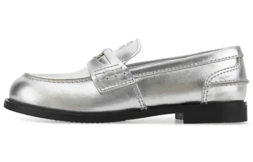 MIU MIU Penny Leather Casual Shoes Women's Silver