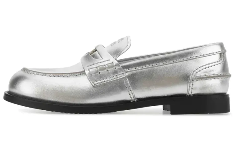 MIU MIU Penny Leather Casual Shoes Women's Silver