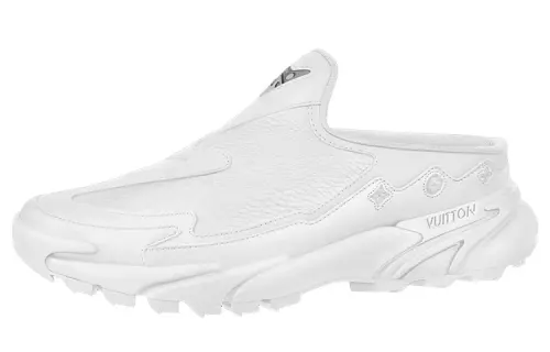 LOUIS VUITTON Runner Tatic Slip Resistant Closed Toe Slippers Men's White