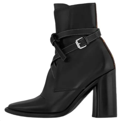 LOUIS VUITTON Berlin Cow Leather Ankle Boots 9.5cm Women's Black