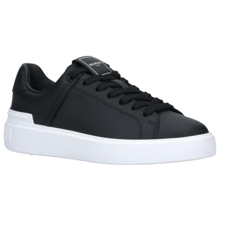 Женские кеды BALMAIN Leather Sneakers (черные) — фото 3