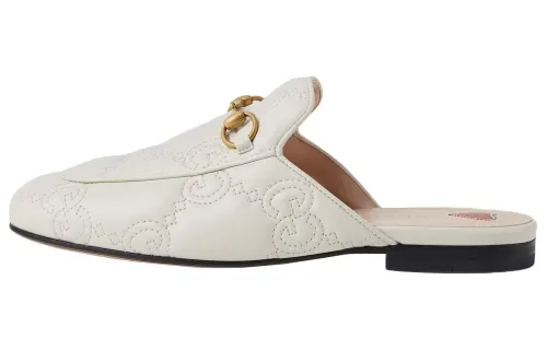 GUCCI Princetown Slipper White Embossed Leather