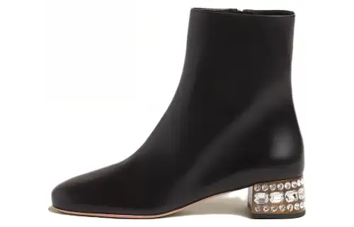 MIU MIU Leather Ankle Boots 3.5cm Women's Black