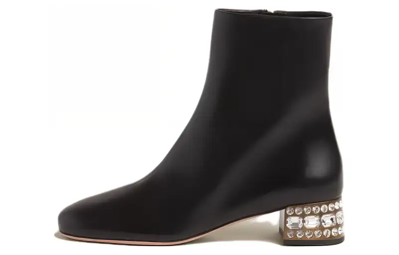 MIU MIU Leather Ankle Boots 3.5cm Women's Black