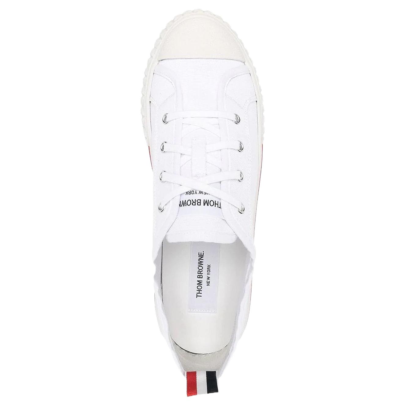 THOM BROWNE Stripe Trimmed Low Top Sneakers
