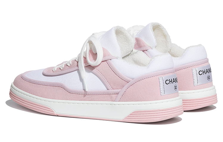 CHANEL Fabric Low top Skateboard Shoes Women's Pink White