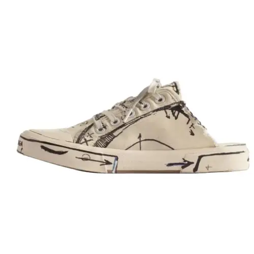Balenciaga PARIS Closed Toe Slippers Women's Beige