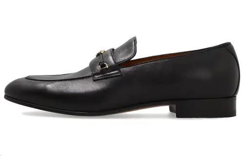 GUCCI Interlocking Leather Men's Casual Shoes 2cm Men's Black