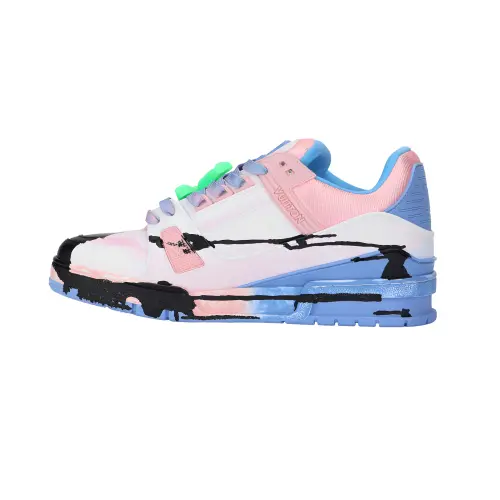 LOUIS VUITTON Trainer Leather Low top Skateboard Shoes Unisex Pink Blue