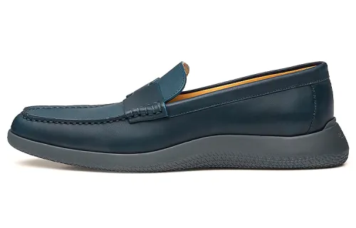 HERMES Don Leather Casual Shoes Men's Marine Blue
