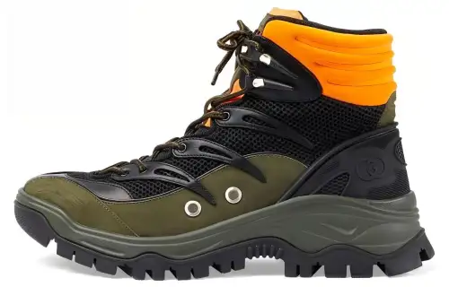 GUCCI Leather Breathable High top Casual Shoes Men's Green