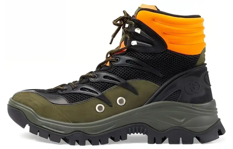 GUCCI Leather Breathable High top Casual Shoes Men's Green